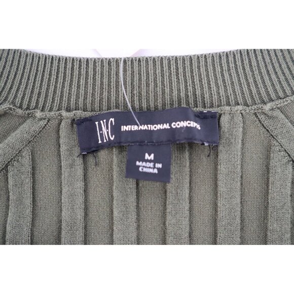 Ribbed Olive Green Zip-Angle Sweater M By INC International Concepts Size Medium - Picture 5 of 13